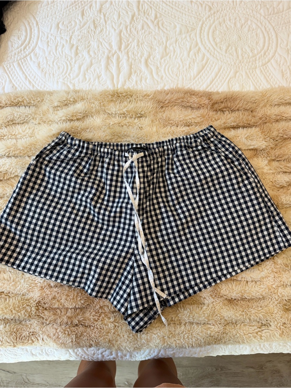 Zara Women’s Black & White Gingham Mini Shorts